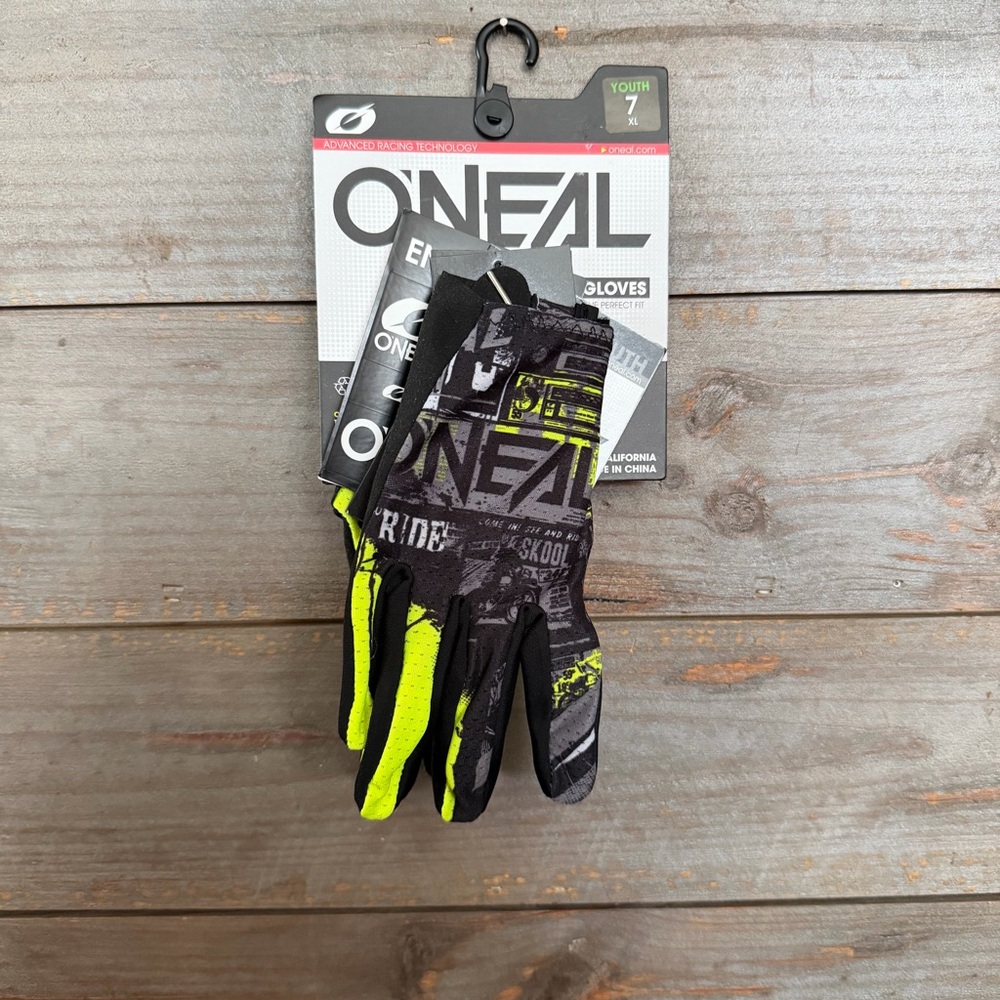 O'Neal Youth 7 XL Gloves Black and Neon Yellow
